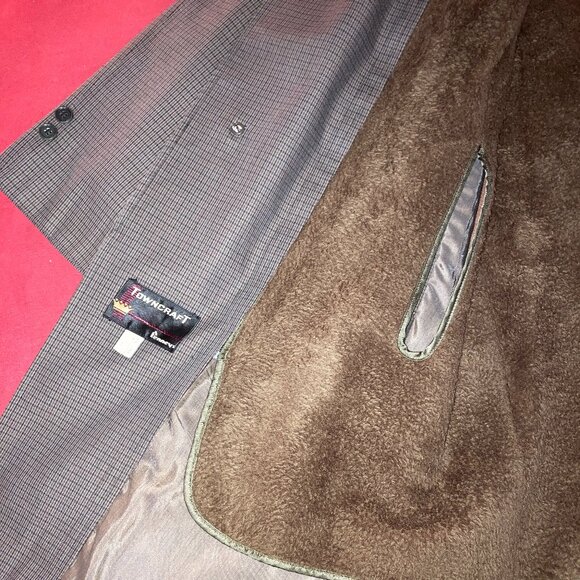 Towncraft by JCP Men's Gray Faux Fur Removable Lining Overcoat Size 46R-48R - Picture 16 of 16